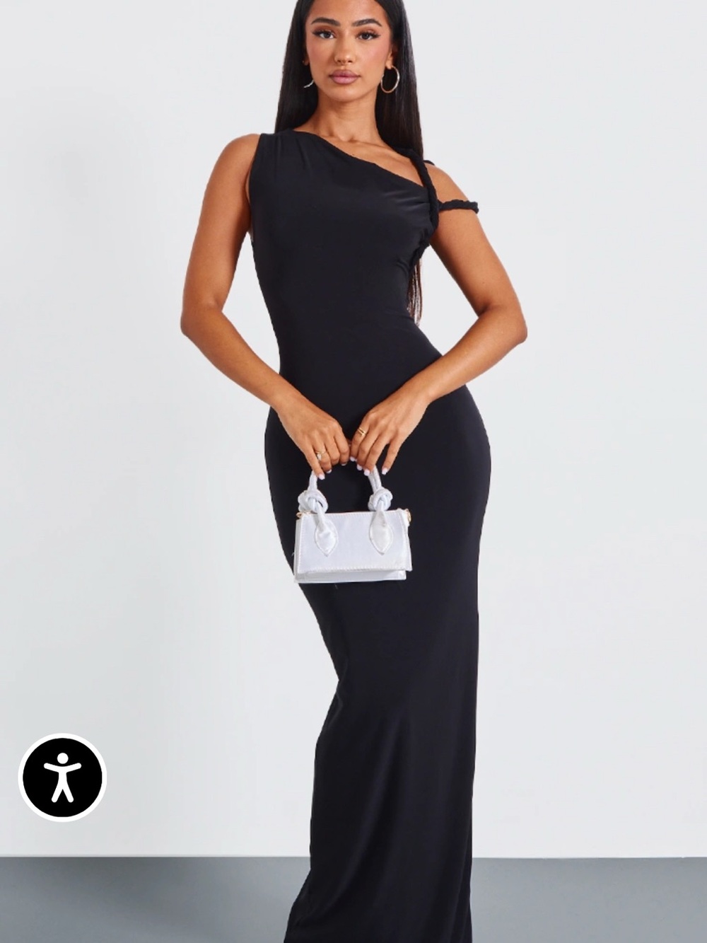 PrettyLittleThing Black One-Shoulder Maxi Dress